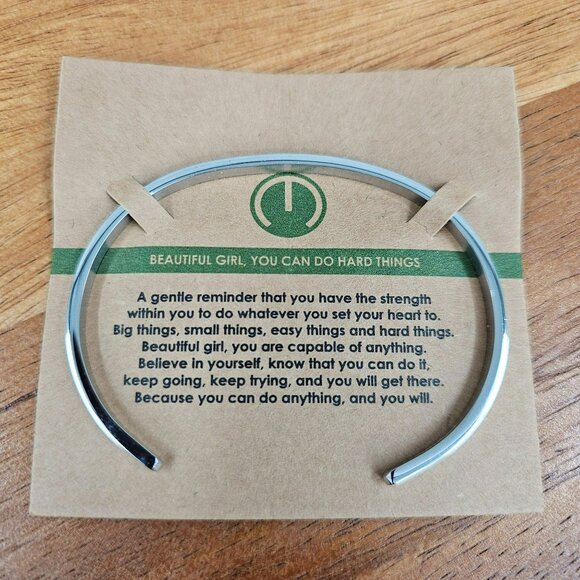 MantraBand Stainless Steel Bracelet Beautiful Girl You Can Do Hard Things New - Picture 2 of 7